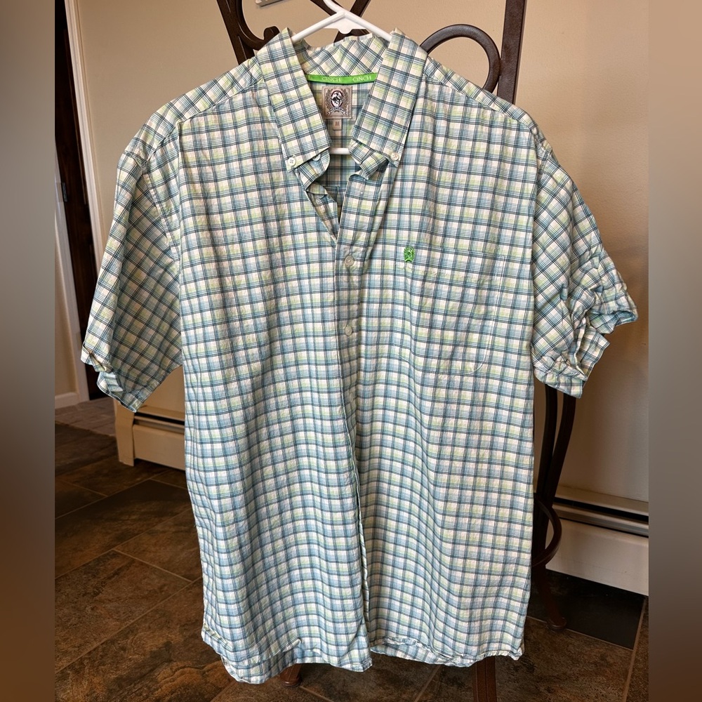 Cinch Men's Blue and White Plaid Button Down Shirt